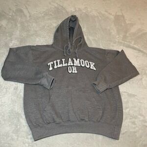 Worldwide Sportswear Tillamook Oregon Gray Hoodie‎ Mens Large Fleece Pullover